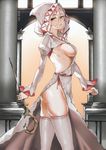  artist_name ass banned_artist breasts column derivative_work final_fantasy hood indoors jewelry looking_at_viewer medium_breasts pillar pink_hair ring sideboob solo standing thighhighs viola_(seed) wand white_legwear white_mage 