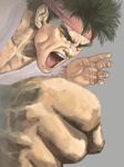  :o black_hair clenched_hand furrowed_eyebrows hands male_focus red_headband ryuu_(street_fighter) shouting solo street_fighter takeda_(ub060348) 