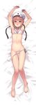  :d anchor armpits arms_up ass_visible_through_thighs bad_id bad_twitter_id bare_legs barefoot bed_sheet bikini black_ribbon blush bow breasts brown_eyes brown_hair cameltoe collarbone covered_nipples dakimakura eyebrows_visible_through_hair feet full_body hat hat_bow highres inactive_account kantai_collection knees_together_feet_apart kuzu_(miduhana) looking_at_viewer lying navel nipple_slip nipples on_back open_mouth ribbon sailor_bikini sailor_collar short_hair side-tie_bikini small_breasts smile solo stomach swimsuit thigh_gap untied untied_bikini white_bikini white_hat z3_max_schultz_(kantai_collection) 