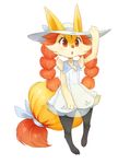  blushpumpkin braided_hair braixen canine claws fox hair lillie_(pokemon) mammal nintendo pok&eacute;mon red_eyes video_games 