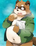  clothed clothing food male mammal nikiciy overweight overweight_male solo tanuki 