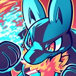  ambiguous_gender anthro aura canine close-up crayonchewer fur jackal long_ears lucario mammal multi-colored_eyes nintendo nude pok&eacute;mon sharp_teeth solo spikes teeth video_games 