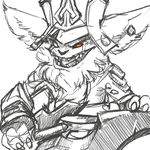 axe blind_eye chin_tuft clothed clothing double_bitted_axe ear_piercing fur hat kled_(lol) league_of_legends looking_at_viewer male mammal melee_weapon open_mouth piercing polearm prototypebasilisk riot_games scar sharp_teeth simple_background sketch teeth video_games weapon white_fur yordle 