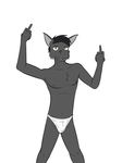  bat clothing fangs fuze male mammal middle_finger pose thong underwear 