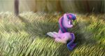  2017 arthropod book butterfly cutie_mark equine female feral friendship_is_magic grass hair horn insect mammal multicolored_hair my_little_pony outside purple_eyes solo stratodraw tree twilight_sparkle_(mlp) unicorn 