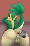  anus balls blush butt disembodied_hand fingering girly green_skin grope iguanasarecool male nintendo open_mouth pok&eacute;mon reptile scalie snivy sweat video_games 