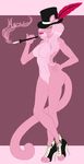  2013 breasts cigar crossgender feline female fur hat mammal panther pink_fur pink_panther solo vexstacy 