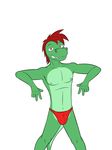  alligator clothing crocodilian fangs fuze hair male pose reptile scalie thong underwear 