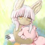  artist_request brown_eyes furry made_in_abyss nanachi_(made_in_abyss) rabbit white_hair 