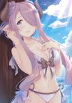  bikini blush brown_eyes granblue_fantasy long_hair narumeia_(granblue_fantasy) smile white_hair 