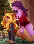  2018 all_fours ambiguous_penetration anthro blonde_hair blush bottomless breasts buckteeth butt cervine christmas christmas_tree clothed clothing deltarune dickgirl dickgirl_penetrating doggystyle duo female female_penetrated from_behind_position fur guinefurrie hair hair_over_eyes holidays inside intersex intersex/female intersex_penetrating mammal noelle_holiday penetration purple_hair reindeer scalie sex side_view signature susie_(deltarune) teeth thick_thighs tongue tongue_out tree 