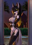  anthro canine clothed clothing elvofirida female hair looking_at_viewer mammal solo standing wide_hips 