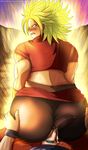  1boy 1girl ass ass_grab aura back big_ass blonde_hair clothed_sex cum dragon_ball_super hands_on_hips kale_(dragon_ball) large_ass legendary_super_saiyan looking_back muscles penis red_lipstick son_gokuu spandex super_saiyan_blue tights white_eyes wide_hips 