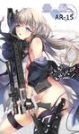  :p ar-15 assault_rifle asymmetrical_legwear bangs blue_eyes character_name commentary copyright_name cowboy_shot deeple eyebrows_visible_through_hair from_side girls_frontline grey_hair gun half-closed_eyes jacket korean long_hair looking_at_viewer open_clothes open_jacket parted_lips rifle single_thighhigh solo st_ar-15_(girls_frontline) thigh_strap thighhighs thighs tongue tongue_out weapon 