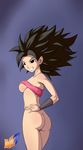  1girl arm_band ass back black_eyes black_hair bottomless caulifla dragon_ball_super grinning hands_on_back hips looking_at_viewer solo spiky_hair teeth thighs 