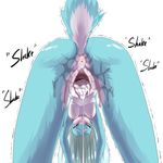  after_sex akitokit anthro anus blue_fur blue_hair blush breasts cum cum_in_pussy cum_inside english_text female fur hair lagomorph mammal nipples open_mouth pussy pussy_juice rabbit shaking simple_background sound_effects text trembling white_background yellow_eyes 