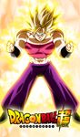  abs biceps blonde_hair caulifla dragon_ball dragon_ball_super green_eyes midriff muscle muscular_female nekoar pants pink_tank_top power-up purple_pants saiyan shoes spiked_hair standing tank_top transformation wrist_cuffs 