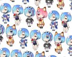 :o animal_ears ayamy blue_eyes blue_hair cat_ears chibi closed_eyes commentary_request food fox_ears fox_shadow_puppet fox_tail hair_over_one_eye japanese_clothes kimono looking_at_viewer maid multiple_girls multiple_views odd_one_out oni_horns paperclip pink_eyes pink_hair popsicle ram_(re:zero) re:zero_kara_hajimeru_isekai_seikatsu rem_(re:zero) short_hair siblings simple_background smile swimsuit tail twins watermelon_bar white_background 