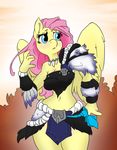  anthro anthrofied atryl barbarian clothed clothing colored digital_media_(artwork) edit equine feathered_wings feathers female fluttershy_(mlp) friendship_is_magic furs hair horse loincloth long_hair mammal mrponeswildride my_little_pony pegasus pink_hair pony simple_background solo wings 