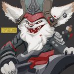  axe blind_eye blood chin_tuft clothed clothing double_bitted_axe ear_piercing fur hat kled_(lol) league_of_legends looking_at_viewer male mammal melee_weapon open_mouth piercing polearm prototypebasilisk riot_games scar sharp_teeth simple_background sketch teeth tongue video_games weapon white_fur yordle 