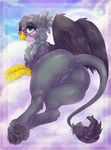  2017 absurd_res anus avian beak blush butt cloud digital_media_(artwork) dimwitdog feathered_wings feathers friendship_is_magic fur gabby_(mlp) gryphon hi_res hindpaw looking_at_viewer my_little_pony on_cloud one_eye_closed outside pawpads paws pussy solo wings wink 