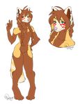  5_fingers alpha_channel anthro blue_eyes breasts brown_fur brown_hair featureless_breasts featureless_crotch female fur hair mammal navel pink_nose purrchinyan red_panda simple_background smile solo standing transparent_background wide_hips 