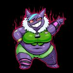  belly breasts clothing deep_navel female fishnet fishnet_legwear gengar legwear lipstick makeup midriff navel nintendo overweight pok&eacute;mon purple_skin solo thick_thighs video_games 