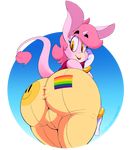  alpha_channel anthro big_butt boon_(vimhomeless) bulge butt clothing equine flag fur hair hi_res horn lipstick looking_back makeup male mammal pink_fur pink_hair rear_view smiley_face solo tight_clothing unicorn vimhomeless 