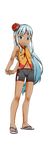  arms_behind_back bangs bike_shorts blue_eyes blue_hair blunt_bangs breasts dark_skin flower full_body hair_flower hair_ornament hands_together long_hair midriff navel official_art oshiro_project oshiro_project_re sleeveless small_breasts solo takatsu_keita transparent_background urasoe_(oshiro_project) 