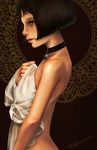  1girl back bare_back bob_cut choker female kakinomai leon_the_professional lips mathilda_lando nude profile short_hair signature solo 