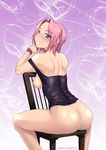  ass blush breasts green_eyes haruno_sakura melkor_mancin naruto nipples pink_hair romulo_mancin sakura_haruno sitting smile solo 