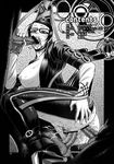  1girl anal anus areolae ass bayonetta bayonetta_(character) black_hair bodysuit breasts censored double_penetration fellatio foursome gangbang glasses group_sex hetero highres huge_breasts large_breasts legs long_hair monochrome nipples no_bra no_panties open_clothes oral penis pubic_hair pussy sex sitting sitting_on_person straight sweat testicles thighs toshirow_chiba vaginal 