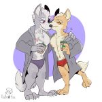  &lt;3 abs anthro beverage boxers_(clothing) canine clothing coffee duo embrace fox fox_mccloud kissing male male/male mammal mostly_nude muscular muscular_male nintendo nipples pecs rattykai star_fox underwear video_games wolf wolf_o&#039;donnell 