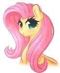  2016 absurd_res equine eyelashes female fluffymaiden fluttershy_(mlp) friendship_is_magic hair hi_res long_hair looking_at_viewer mammal my_little_pony pegasus pink_hair portrait simple_background solo teal_eyes white_background wings 