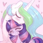  &lt;3 2017 absurd_res blush duo equine eyes_closed female feral fluffymaiden friendship_is_magic fur hair hi_res horn long_hair mammal multicolored_hair multicolored_tail my_little_pony princess princess_celestia_(mlp) purple_fur royalty simple_background smile sparkles twilight_sparkle_(mlp) unicorn_horn white_fur winged_unicorn wings 