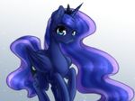  2016 absurd_res blue_eyes blue_feathers blue_hair cutie_mark equine eyebrows eyelashes feathered_wings feathers female feral fluffymaiden friendship_is_magic gradient_background hair hi_res horn long_hair looking_at_viewer mammal my_little_pony princess_luna_(mlp) simple_background solo unicorn_horn winged_unicorn wings 