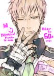  artist_name bandaged_hands bandages blonde_hair bridge_piercing copyright_name countdown dramatical_murder ear_piercing earrings eyebrow_piercing finger_to_mouth fingerless_gloves food food_on_face gloves green_eyes jewelry licking licking_lips lip_piercing male_focus nitro+_chiral noiz_(dramatical_murder) one_eye_closed piercing simple_background solo tongue tongue_out usagimodoki white_background yamada_uiro 