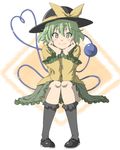  arm_support bangs black_footwear black_hat black_legwear bow chin_rest closed_mouth full_body green_eyes green_hair green_skirt hat hat_bow heart heart_of_string highres inuno_rakugaki kneehighs knees_together_feet_apart komeiji_koishi loafers long_sleeves looking_at_viewer pigeon-toed shirt shoes short_hair sitting skirt smile solo touhou wide_sleeves yellow_bow yellow_shirt 