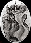 equine female friendship_is_magic horn inuhoshi-to-darkpen mammal monochrome my_little_pony princess_luna_(mlp) traditional_media_(artwork) winged_unicorn wings 