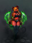  blindfold blood_elf breasts cleavage clothed clothing elf female hair horn humanoid legwear melee_weapon not_furry orange_hair pointy_ears pose skimpy solo thigh_highs video_games warcraft weapon xianetta 