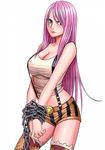  1girl alone breasts chains cleavage female jewelry_bonney lipstick long_hair one_piece pink_hair purple_eyes solo white_background 