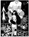  1boy 1girl ass bangs bare_shoulders black_hair comic female fighting final_fantasy final_fantasy_vii fingerless_gloves ghost13 greyscale hair_grab hair_pull large_breasts long_hair monochrome motion_lines muscle pain panties pantyshot ryona sequential sweat thick_thighs thighhighs thighs tifa_lockhart underwear wrestler wrestling wrestling_outfit wrestling_ring 