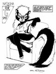  1998 anthro black_and_white breasts clothing comic female james_m_hardiman mammal monochrome natasha_(jmh) nipples skunk traditional_media_(artwork) 