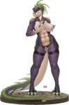  abs anthro breasts clothing crotchless_panties female gizmo0sue lizard looking_at_viewer nipples panties pussy reptile scalie solo standing underwear wide_hips 