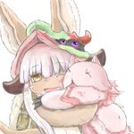  artist_request brown_eyes furry made_in_abyss nanachi_(made_in_abyss) open_mouth rabbit white_hair 