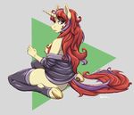  2016 anthro anthrofied breasts clothed clothing equine eyelashes female friendship_is_magic hair hi_res hobbsmeerkat hooves horn legwear long_hair looking_back mammal moondancer_(mlp) multicolored_hair multicolored_tail my_little_pony nipples off_shoulder purple_eyes solo sweater two_tone_hair underhoof unicorn 