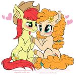  &lt;3 2017 blue_eyes bright_mac_(mlp) buttercup_(mlp) chibi duo equine female friendship_is_magic green_eyes holding_hooves horse male mammal my_little_pony pear_butter_(mlp) pony romantic_couple stepandy 
