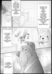  anthro black_and_white canine clothed clothing comic dialogue disney dog english_text feline male mammal monochrome panther raccoon rem289 text toy zootopia 