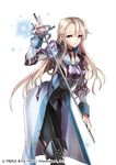  blonde_hair blue_eyes boots coat copyright_name high_heel_boots high_heels holding holding_sword holding_weapon interitio official_art sid_story solo sword weapon 