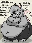  2016 3:4 anthro belly big_belly big_breasts bottom_heavy breasts clothed clothing dialogue elisa_(maddeku) english_text fancy_rat female female_anthro hi_res maddeku mammal murid murine obese obese_anthro obese_female overweight overweight_anthro overweight_female piercing rat rodent smile solo text thick_thighs weight_gain 